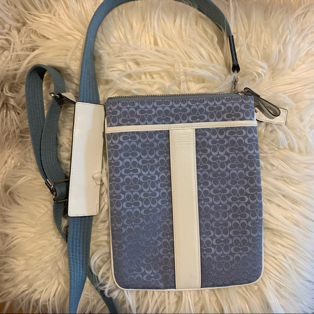 Coach Blue and White small canvas crossbody